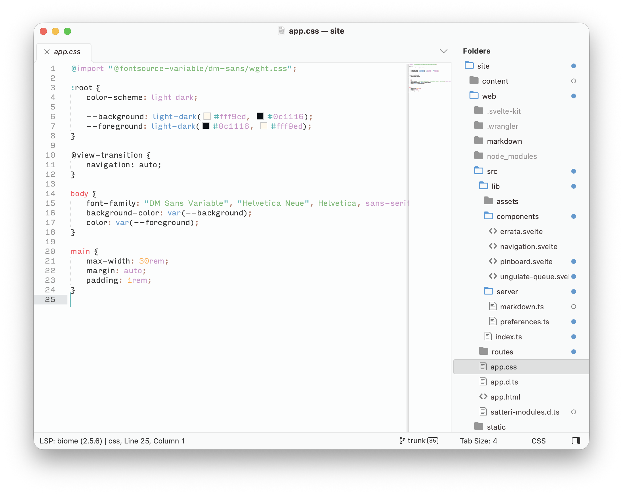 Sublime Text using the theme and Breakers